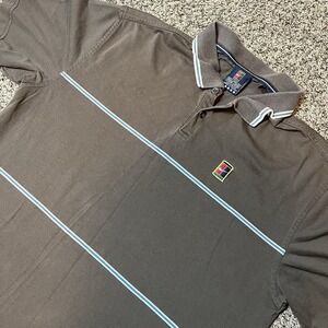 Vintage NikeCourt Heritage 90s Striped Brown Polo Tennis Shirt Mens S